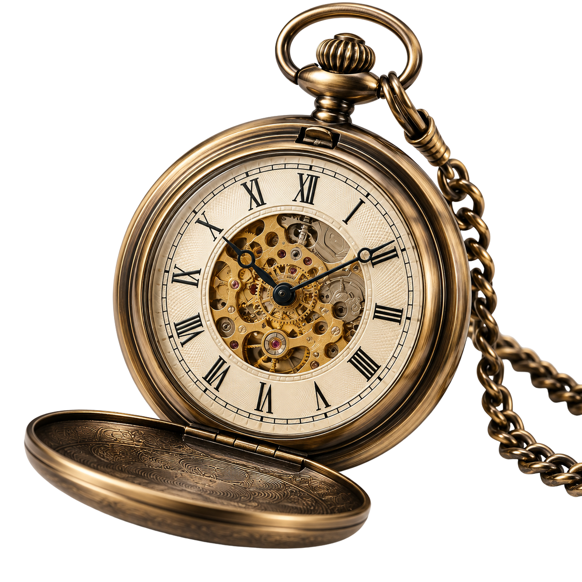 Montre de Poche Mécanique Squelette – Doré Vintage | ORDANMEREG