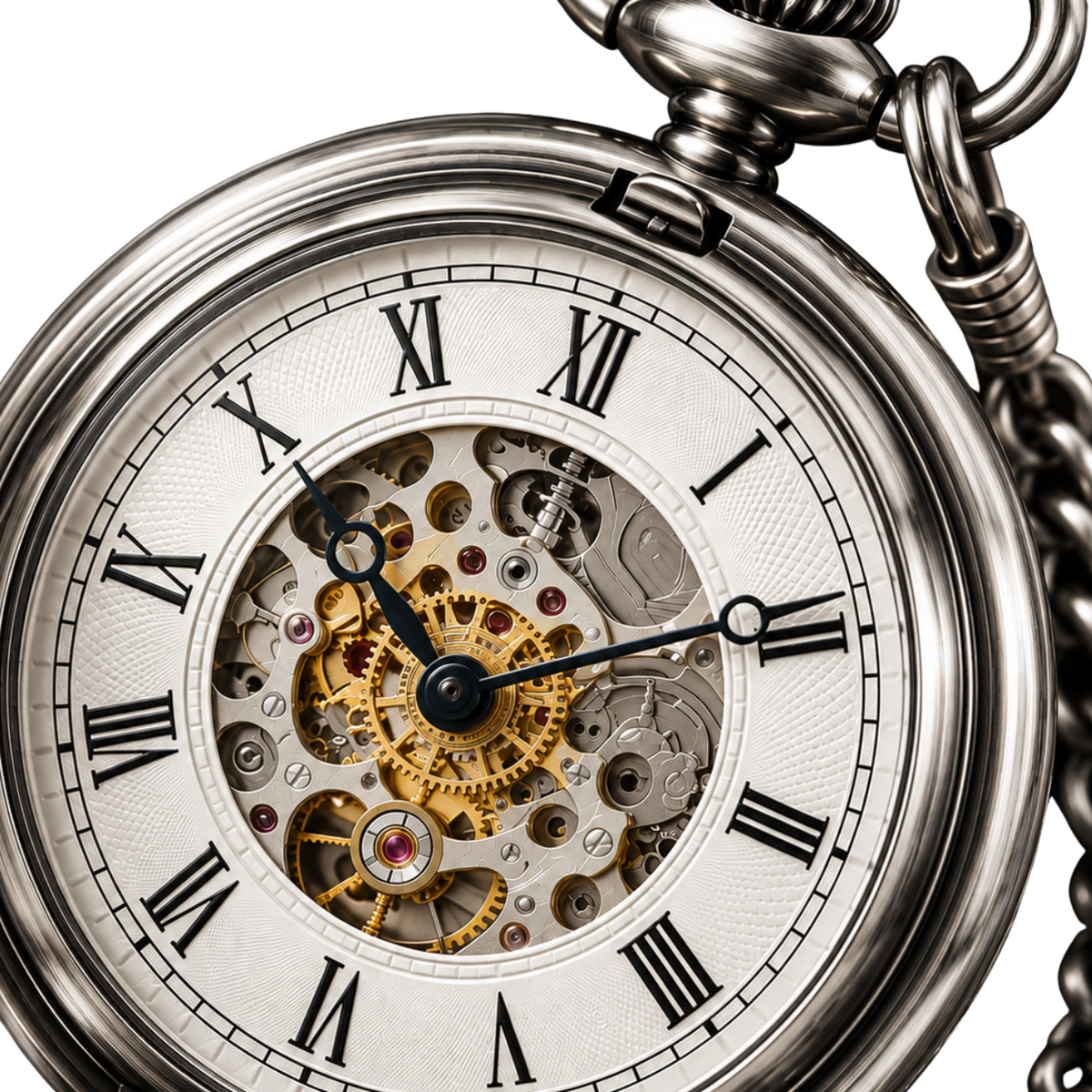 Montre de Poche Mécanique Squelette – Argent Vintage | ORDANMEREG