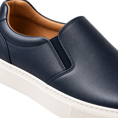 Baskets Slip-On en Cuir Premium – Bleu Marine | ORDANMEREG