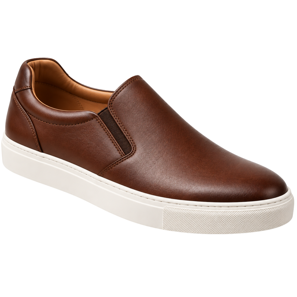 Baskets Slip-On en Cuir Premium – Marron Cognac | ORDANMEREG