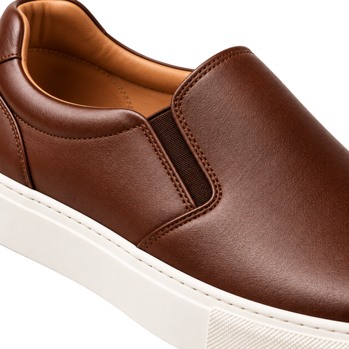 Baskets Slip-On en Cuir Premium – Marron Cognac | ORDANMEREG